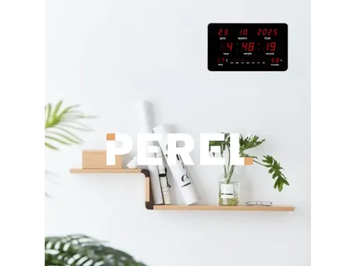 Digitale wandklok Zwart LED-display 37.5x25.5cm