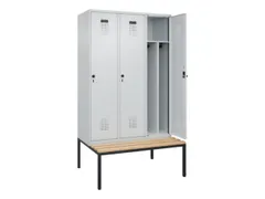 locker met bank,voor scheiding van kleding,HxBxD 2120x1200x815mm,3vak