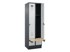 locker met bank,HxBxD 1950x600x815mm,2vak,vak B 300mm,draaigrendel