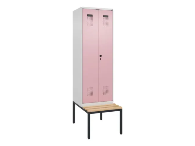 locker met bank,voor scheiding van kleding,HxBxD 2120x600x815mm,2vak