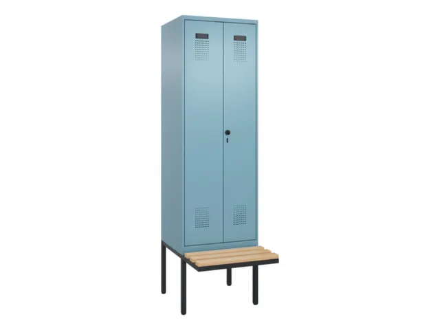 PBM-locker met bank,HxBxD 2120x600x815mm,2vak,vak B 300mm,draaigrendel