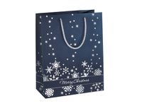 Premium Kerstcadeautas Large in het design "Silver Snowflakes" met zil