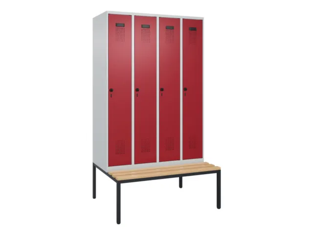 locker met bank,voor scheiding van kleding,HxBxD 2120x1200x815mm,4vak