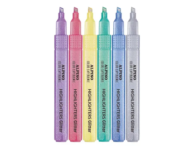 Color Experience glitter markeerstiften set van 6 stuks