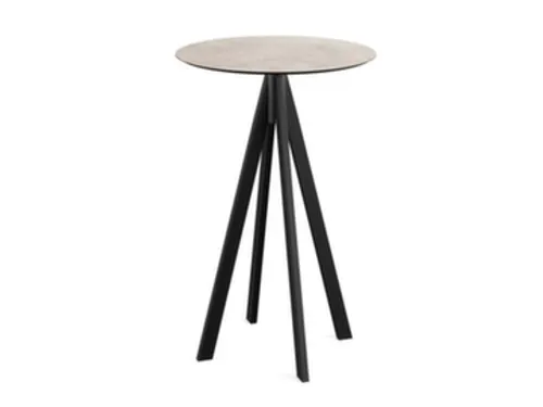 statafel,HxØ 1090x700mm,rond,4voeten zwart,blad HPL Moonstone