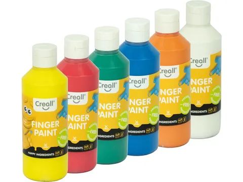 vingerverf Happy set met 6 flesjes 250 ml assorti