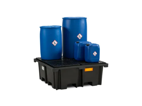 PE-opvangbak,v. 4x200l vat,opvangvol. 400l,HxBxD 500x1290x1290mm
