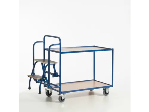 Orderverzamelwagen 990x590mm Totale H 1135mm 2 Etages Hout Ral5010