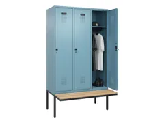 locker met bank,HxBxD 2120x1200x815mm,3vak,vak B 400mm,draaigrendel