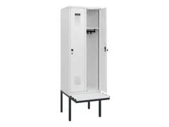locker met bank,HxBxD 1950x600x815mm,2vak,vak B 300mm,draaigrendel