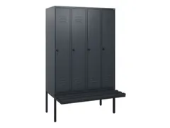 locker met bank,HxBxD 1950x1200x815mm,4vak,vak B 300mm,draaigrendel