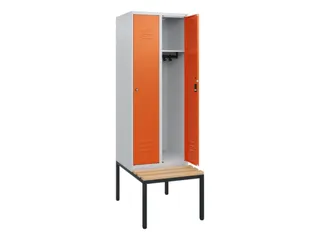 locker met bank,HxBxD 1950x600x815mm,2vak,vak B 300mm,cil.-slot - 2
