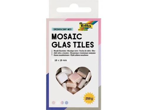Folia Mozaieksteentjes glas 10x10mm iriserend assorti