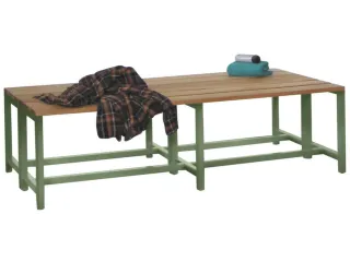 dubbele zitbank,LxD 2000x740mm,houten lijst beuken,onderstel RAL6011 - 2
