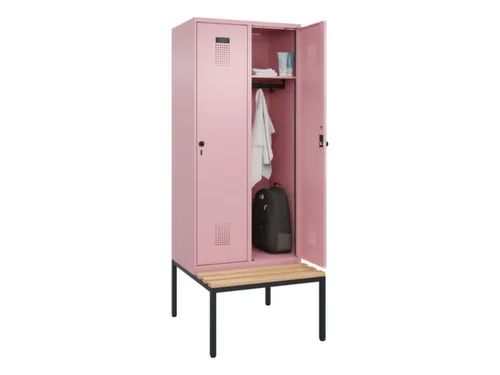 locker met bank,HxBxD 2120x800x815mm,2vak,vak B 400mm,draaigrendel