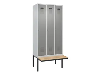 locker met bank,HxBxD 2120x900x815mm,3vak,vak B 300mm,cilinderslot - 2