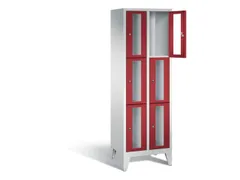 lockerkast 1850x610x500mm 2x3 vakken Cilinderslot Poten, RAL3003