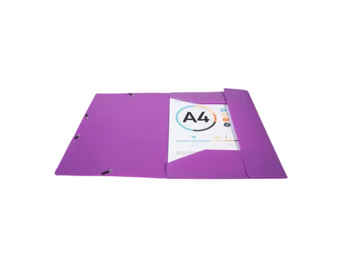 Elastomap 3 kleppen polypropyleen 5/10de Ondoorschijnend - A4-Paars