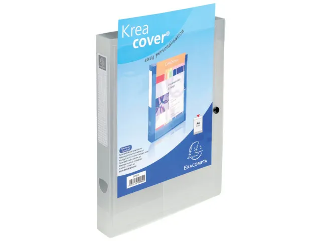 KreaCover A4 Documentenbox, 330 x 240 x 40 mm, Polypropyleen, Wit Tran