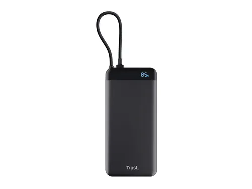 Powerbank Trust Fiera 20.000 met kabel 2 USB-poorten zwart