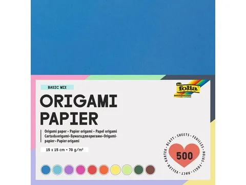 Origami papier Folia 70gr 15x15cm 500 vel assorti kleuren