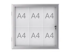 Buiten- binnenvitrine wand MAULexcite whiteboard 6xA4 met slot