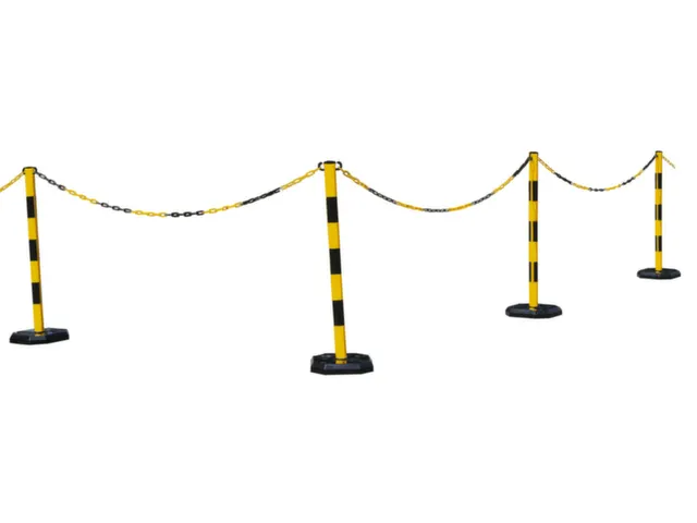 Kunststof Kettingstaanderset Geel Zwart Achthoekige 4 Palen