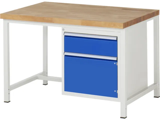 werkbank,HxBxD 840-1040x1250x900mm,beukblad,draagverm. 1250kg,4voeten