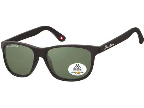 Zonnebril Montana met groen G15 gepolariseerd glas mat zwart