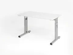 bureau,HxBxD 650-850x1200x670mm,blad wit,C-voet zilverkleurig