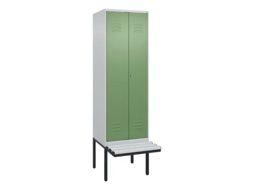 PBM-locker met bank,HxBxD 2120x600x815mm,2vak,vak B 300mm,cil.-slot