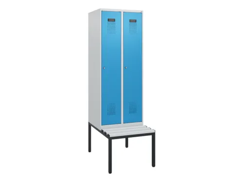 locker met bank,HxBxD 1950x600x815mm,2vak,vak B 300mm,cilinderslot