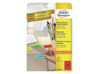 Gekleurde etiketten Avery Zweckform 45.7x21.2mm Rood 960 stuks - 2