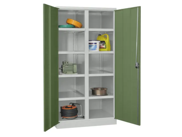 zwaarlastkast 1950x1040x630mm openslaande deuren RAL7035 front RAL6011