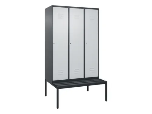 locker met bank,HxBxD 2120x1200x815mm,3vak,vak B 400mm,cil.-slot