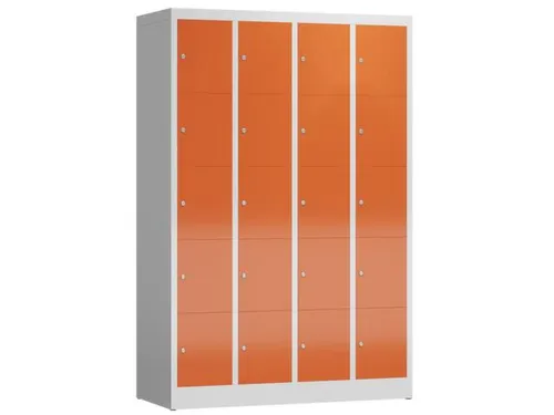 Lockerkast 1800x1185x500mm 4x5 vakken cilinderslot, sokkel, RAL3000