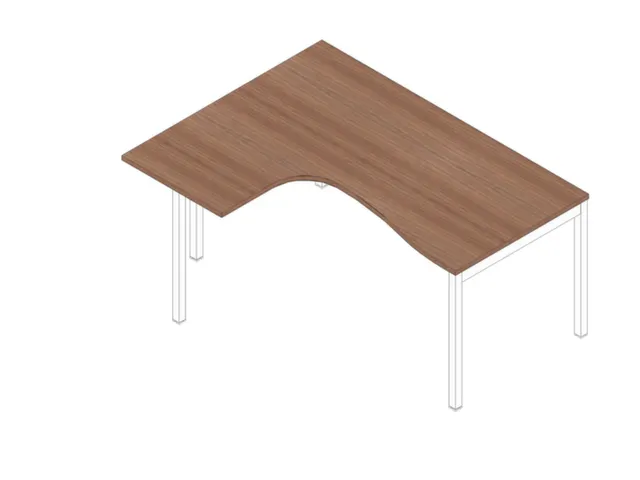 Bureau d’angle 730x1600x1200mm 4 pieds retour à gauche noyer/blanc