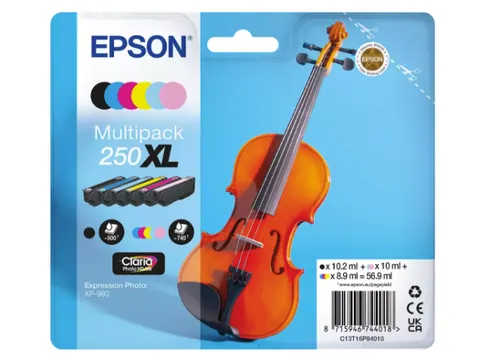 C13T16P84010 Epson 250XL XP Claria Photo HD-inkt 6 kleuren 4200 pag.