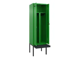 PBM-locker met bank,HxBxD 2120x600x815mm,2vak,vak B 300mm,draaigrendel