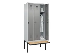 locker met bank,HxBxD 2120x900x815mm,3vak,vak B 300mm,draaigrendel