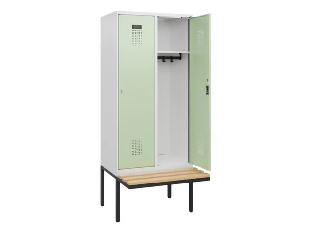 locker met bank,HxBxD 1950x800x815mm,2vak,vak B 400mm,cilinderslot