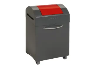 Afvalbak 45 Liter 650x380x320mm Plaatstaal 2 Wielen Klep Rood - 1