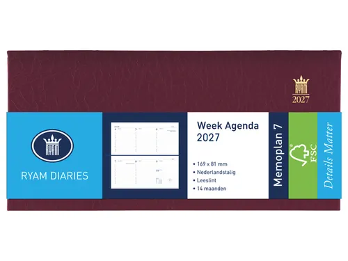 Agenda 2027 Ryam Memoplan 7 Suprema 7dagen/2pagina's landscape bordeau