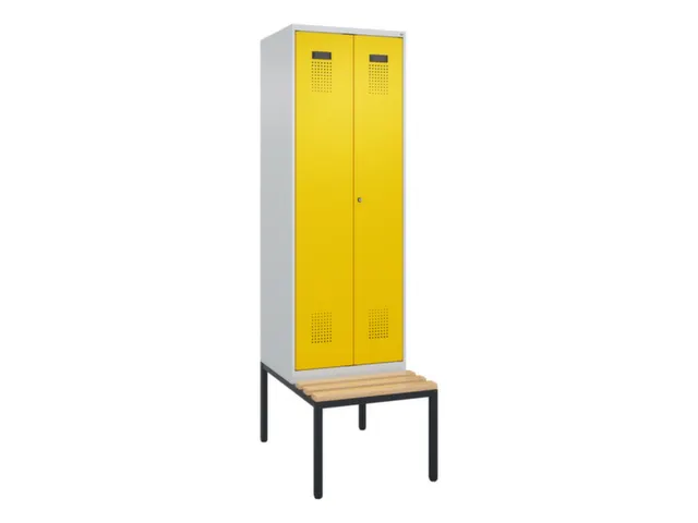 locker met bank,voor scheiding van kleding,HxBxD 2120x600x815mm,2vak