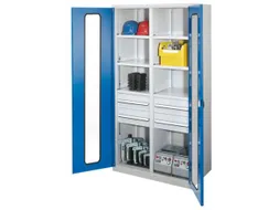 Materiaalkast Scheidingswand 1950x1000x600mm 6legborden 4laden Ral5010