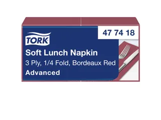 Tork 477418 Soft Lunchservet Advanced Bordeaux 33x33cm - 1