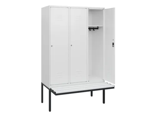 locker met bank,HxBxD 1950x1200x815mm,3vak,vak B 400mm,cil.-slot
