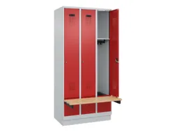 locker met bank,HxBxD 1950x900x815mm,3vak,vak B 300mm,cilinderslot