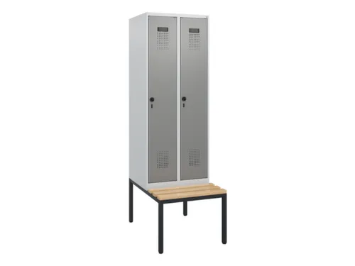 locker met bank,HxBxD 1950x600x815mm,2vak,vak B 300mm,draaigrendel