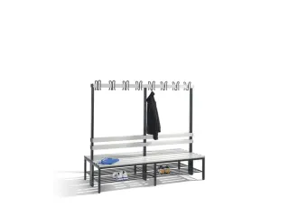 Omkleedbank 2000mm Pvc-Zitlatten Dubbel Hakenlijst Schoenenrek Ral 702 - 1